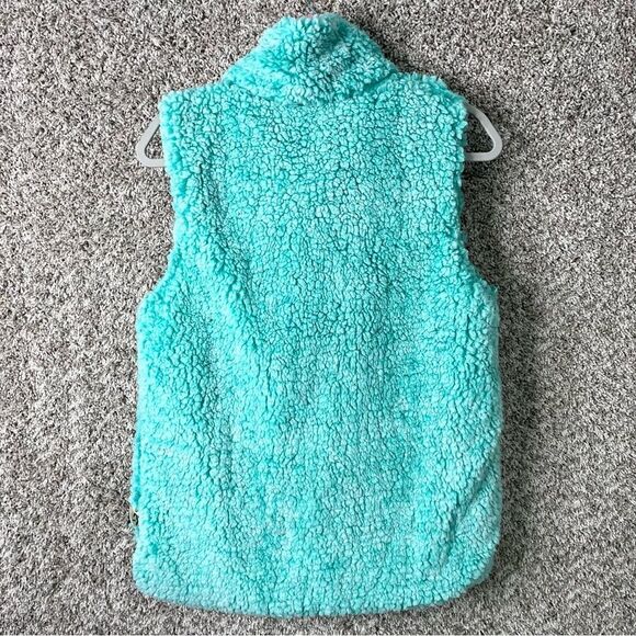 Simply Southern Vest Women’s Medium Aqua Blue Sherpa Fleece Zip Up Teddy - Picture 4 of 8